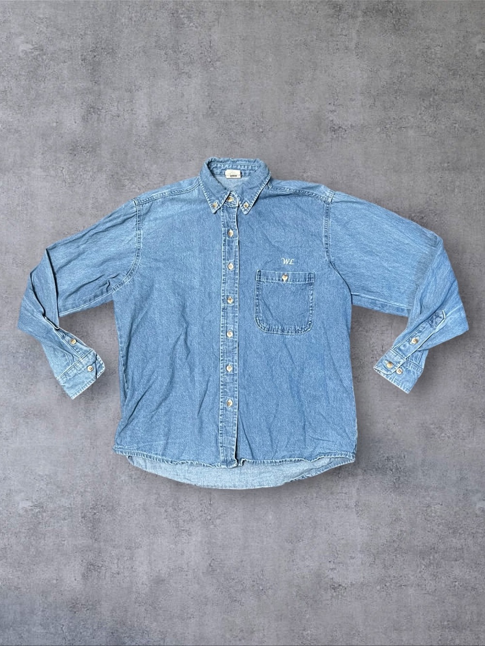 Vintage 90s Union Line Sz L WL Embroidered Denim Style Button Up Top